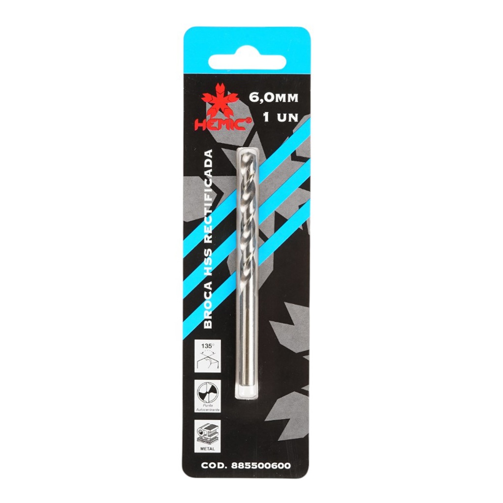 Broca HSS 4341 Rectificada Hemic 5mm blister (1un)