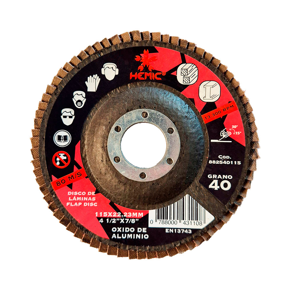 Disco de Láminas para Metal Madera 115mm Hemic Grano 80