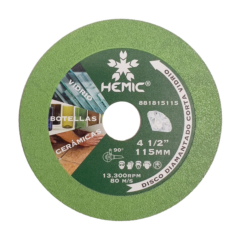 Disco Diamantado para Corte de Vidrio Hemic 115x3x22,23mm
