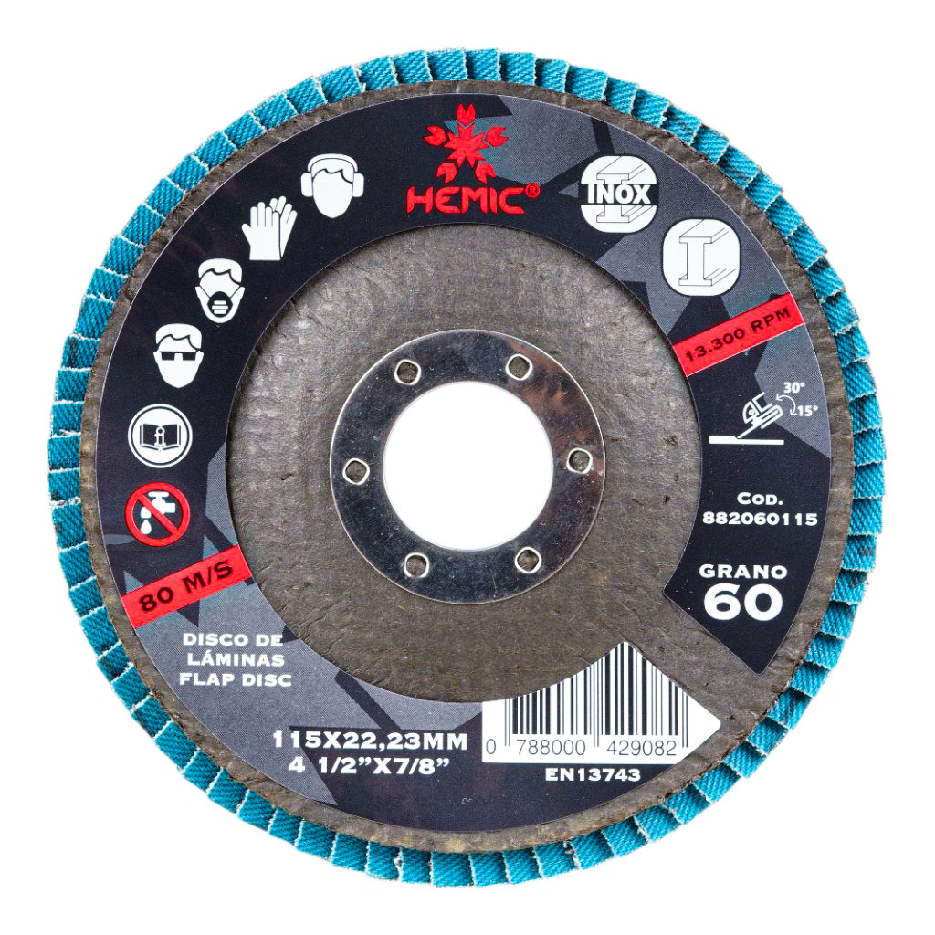Disco de Láminas de Zirconio Hemic 115x22,23mm Grano 36