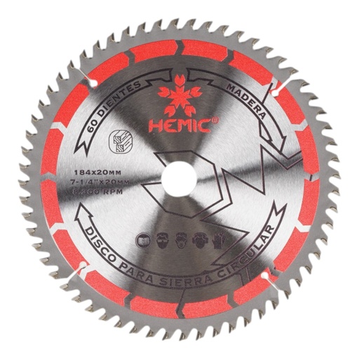 [880960254] Disco de Sierra TCT Hemic 254mm 60 dientes