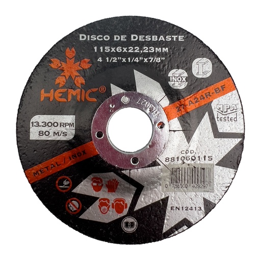 [881060180] Disco de Desbaste Hemic 180x6x22,23mm