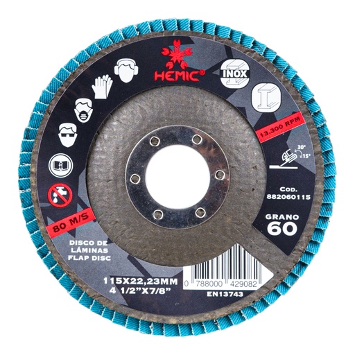 [882060115] Disco de Láminas de Zirconio Hemic 115x22,23mm Grano 60